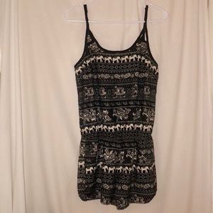 Black/Cream Tribal Elephant Romper
